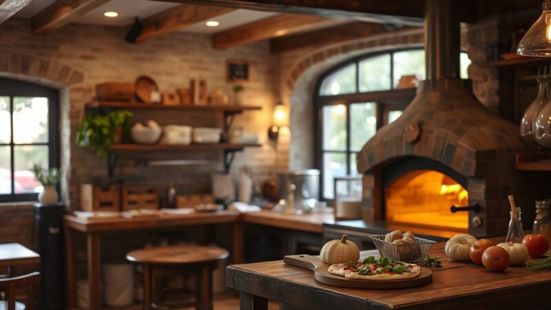 Rustikale Pizzeria-Küche mit Holzofen, die an das Erbe des L'Osteria-Gründers erinnert – Symbolbild, KI-erzeugt